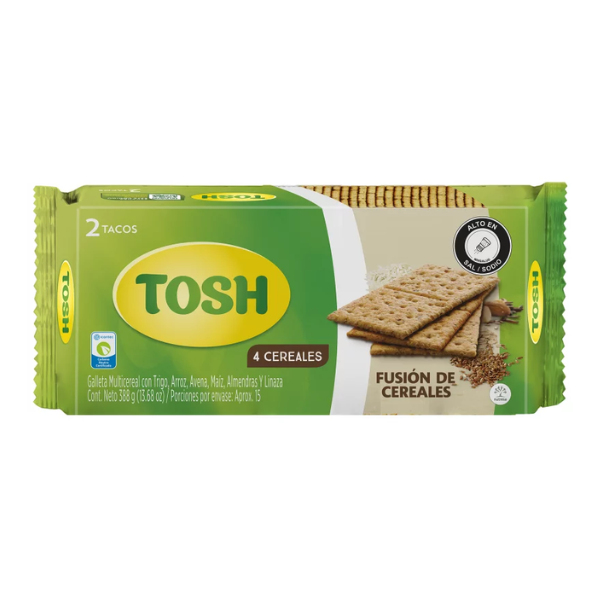 1799 TOSH CRACKERS FUSION CEREAL 2 TACOS 388GR CJ*24