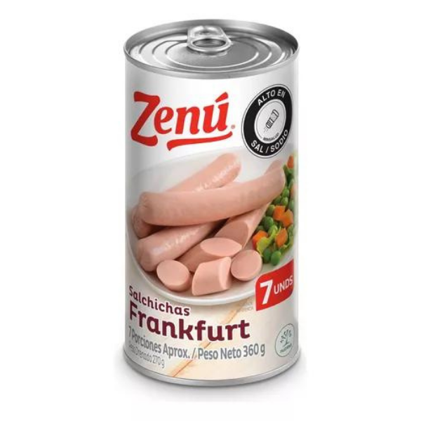 2806 SALCHICHA FRANKFURT NVD 360GR ZENU CJ24   Mayorista AhorroPlus
