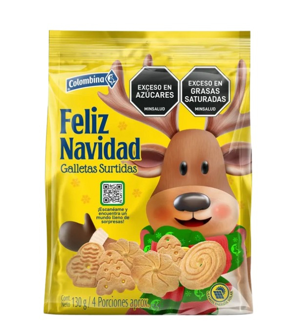 2634 NVD GALLETAS FELIZ NAVIDAD COLOMBINA 130GR CJ24   Mayorista AhorroPlus
